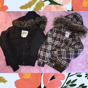 Puffer Jackets with fuzzy hoods